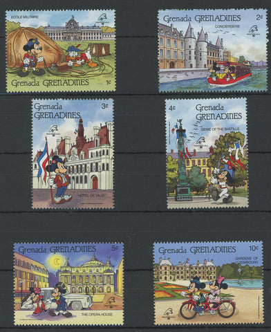 Grenada Disney Stamps Historical Places France Serie Set of 6 Stamps Mint NH