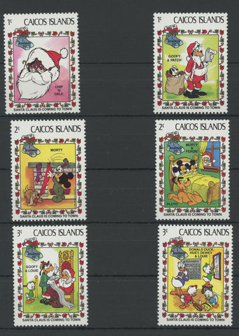 Caicos Disney Stamps Santa Claus is Coming to Town Serie Set of 6 Stamps Mint NH