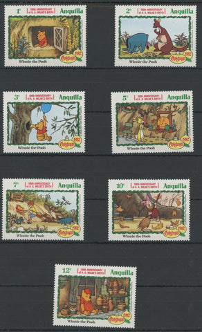 Anguilla Disney Stamps Christmas Winnie the Pooh Serie Set of 7 Stamps Mint NH