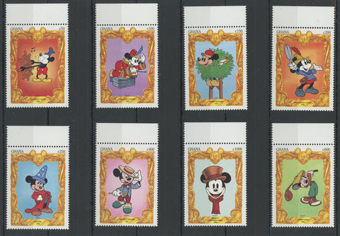 Disney Stamps Mickey Travel to Movies Serie Set of 8 Stamps Mint NH