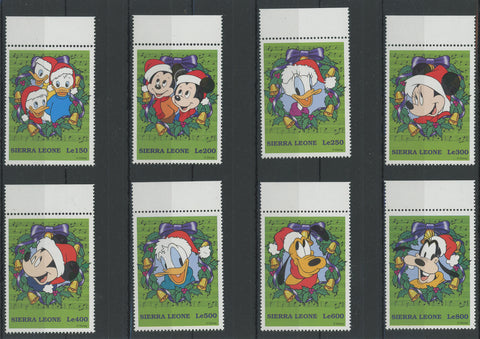 Sierra Disney Stamps Christmas Mickey and Friends Serie Set of 8 Stamps MNH