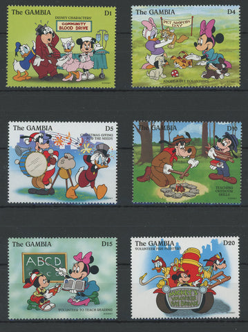 Disney Stamps Volunteer Adopt Donate Serie Set of 6 Stamps Mint NH