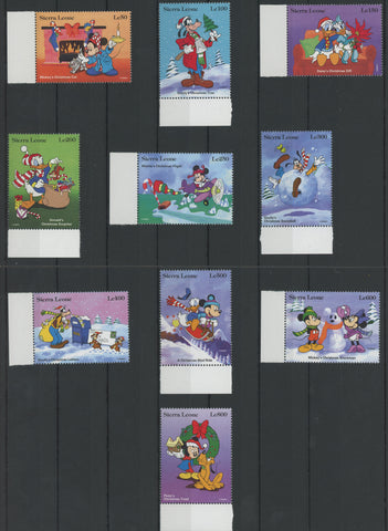 Sierra Leone Disney Stamps Christmas Celebration Snow Serie Set of 10 Stamps Min