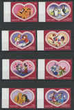 Nevis Disney Stamps Love Heart Couple Serie Set of 8 Stamps Mint NH