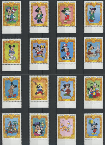 St. Vincent Disney Stamps Costume Celebration Serie Set of 16 Stamps Mint NH