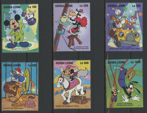 Sierra Leone Disney Stamps Circus Time Serie Set of 6 Stamps Mint NH