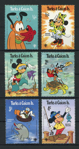 Turks and Caicos Disney Stamps Water Adventure Serie Set of 6 Stamps Mint NH