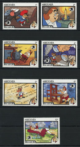 Grenada Disney Stamps Ben and Me Mouse Movie Serie Set of 7 Stamps Mint NH
