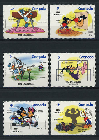 Grenada Disney Stamps Olympic Sport Los Angeles 1984 Serie Set of 6 Stamps Mint