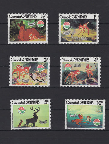 Grenada Disney Stamps Bambi Movie Serie Set of 6 Stamps Mint NH