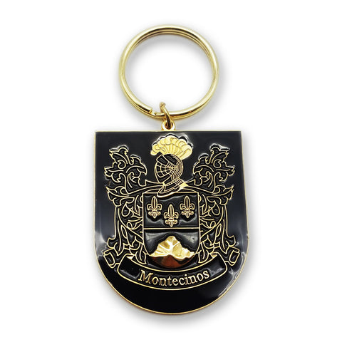 Montecinos Metal Key Chain with the traditional Coat of Arms of Montecinos Famil