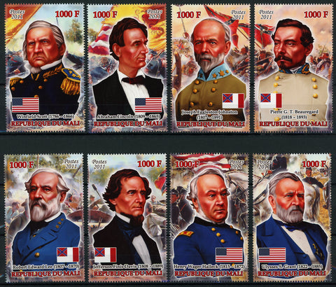 USA Civil War Historical Figures South North Serie Set of 8 Stamps Mint NH