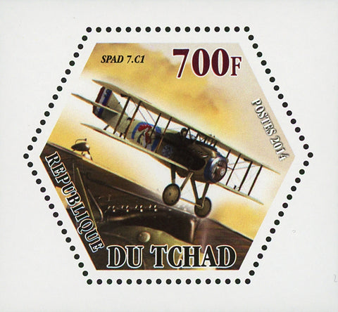 World War I Airplane Plane SPAD 7.C1 Mini Souvenir Sheet Mint NH