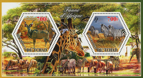 African Fauna Antelope Zebra Souvenir Sheet of 2 Stamps Mint NH
