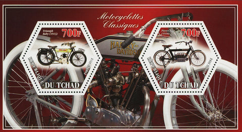 Classic Motorcycle Triumph Pierre Four Souvenir Sheet of 2 Stamps Mint NH