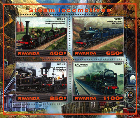 Steam Locomotive Mountain Souvenir Sheet of 4 Stamps Mint NH