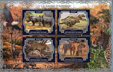 African Fauna Wild Animal Souvenir Sheet of 4 Stamps Mint NH
