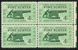USA American Civil War Centennial Fort Summer Block of 4 Stamps Mint NH