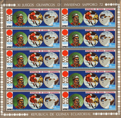 Olympic Winter Games Ice Hockey Souvenir Sheet of 10 Stamps MNH