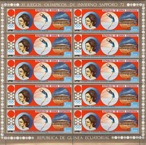 Olympic Winter Games Artistic Ice Skating Sport Sov. Sheet of 10 Stamps MNH