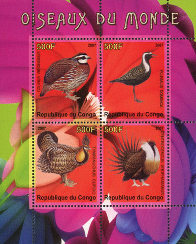 Congo Bird of the World Exotic Souvenir Sheet of 4 Stamps Mint NH