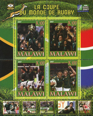 Malawi Rugby World Cup Sport Souvenir Sheet of 4 Stamps Mint NH