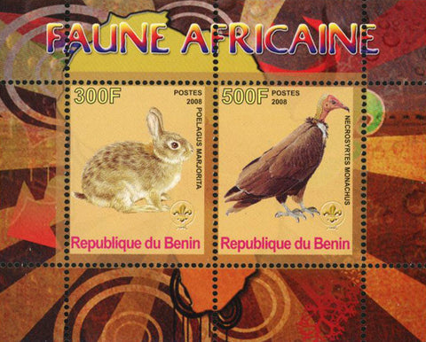 Benin African Fauna Rabbit Duck Souvenir Sheet of 2 Stamps Mint NH