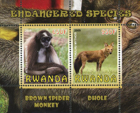 Endangered Species Spider Monkey Wild Animal Sov. Sheet of 2 Stamps Mint NH