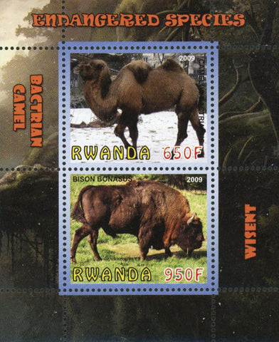 Endangered Species Camel Wisent Wild Animal Sov. Sheet of 2 Stamps Mint NH