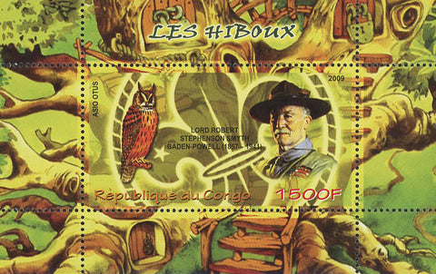Congo Bird Owl Lord Robert Baden Powell Souvenir Sheet of 1 Stamp Mint NH