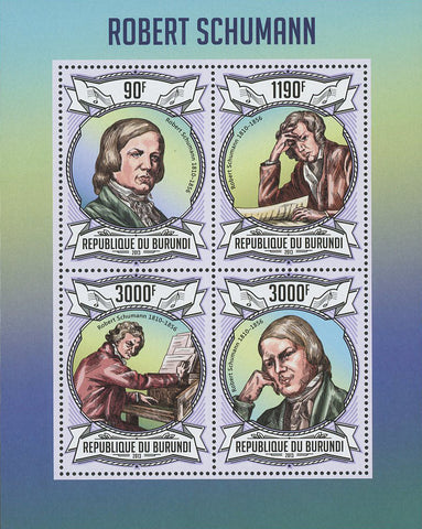 Robert Schumann Musician Pianist Music Souvenir Sheet of 4 Stamps Mint NH