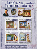 Famous Impressionist Frank Weston Art Souvenir Sheet of 4 Stamps Mint NH