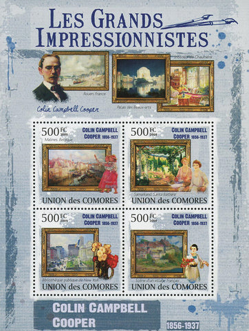 Famous Impressionist Colin Campbell Art Souvenir Sheet of 4 Stamps MNH