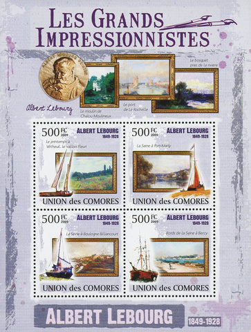 Famous Impressionist Albert Lebourg Art Souvenir Sheet of 4 Stamps MNH