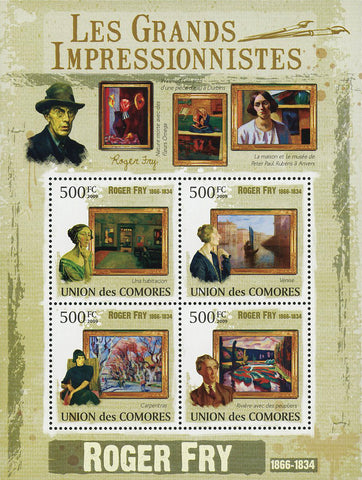 Famous Impressionist Roger Fry Art Souvenir Sheet of 4 Stamps Mint NH