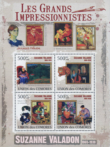 Famous Impressionist Suzanne Valadon Art Souvenir Sheet of 4 Stamps MNH