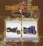Malawi Transportation Motorbike Harley Davidson Souvenir Sheet of 2 Stamps Mint
