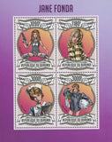 Jane Fonda Actress Famous Celebrity Souvenir Sheet of 4 Stamps Mint NH