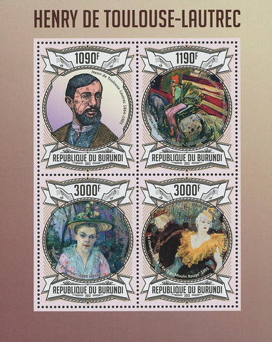 Henry de Toulouse-Lautrec Famous Souvenir Sheet of 4 Stamps Mint NH