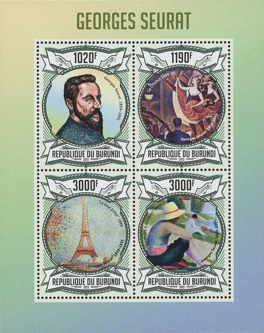 Georges Seurat Painter Famous Souvenir Sheet of 4 Stamps Mint NH