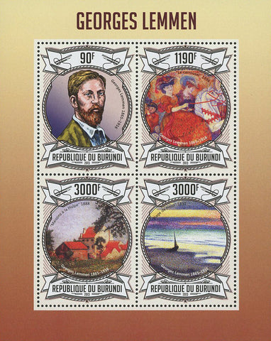 Georges Lemmen Painter Art Famous Souvenir Sheet of 4 Stamps Mint NH