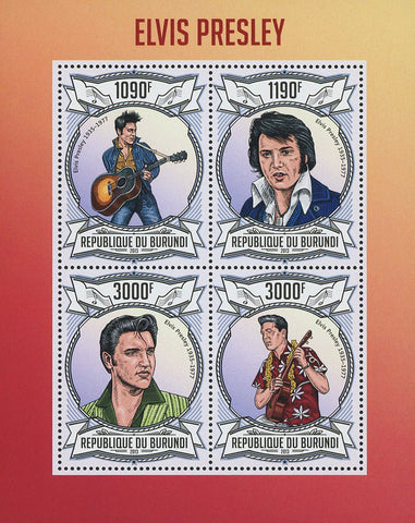 Elvis Presley Singer Celebrity Famous Souvenir Sheet of 4 Stamps Mint NH