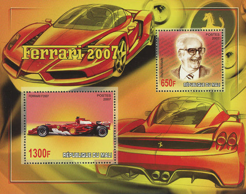 Enzo Ferrari Car Automobile Ferrari 2007 Souvenir Sheet of 2 Stamps Mint NH