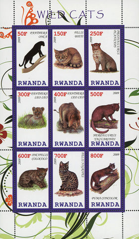 Wild Cat Souvenir Sheet of 9 Stamps Mint NH