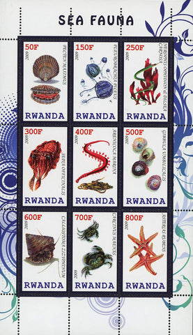 Sea Fauna Shell Star Ocean Souvenir Sheet of 9 Stamps Mint NH