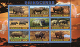 Rhinoceros Wild Animal Souvenir Sheet of 9 Stamps Mint NH