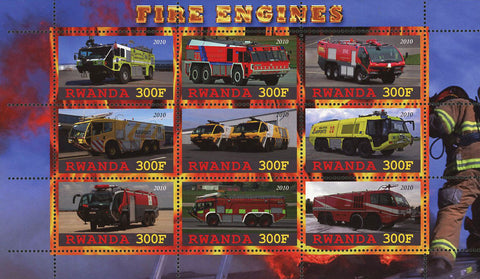 Fire Engines Truck Souvenir Sheet of 9 Stamps Mint NH