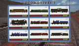 Locomotive Train Transportation Souvenir Sheet of 9 Stamps Mint NH