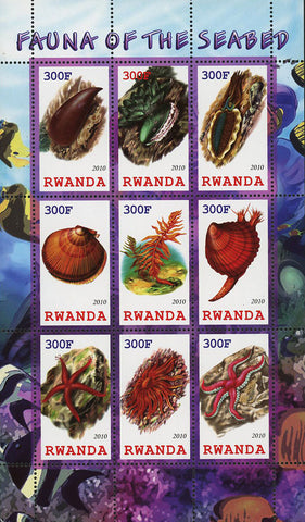 Fauna Of The Seabed Star Seashell Souvenir Sheet of 9 Stamps Mint NH