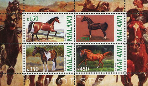 Malawi Horse Domestic Animal Souvenir Sheet of 4 stamps Mint NH
